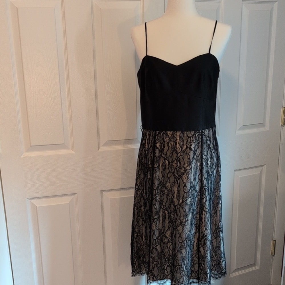 Anne Taylor Black Lace Overlay Cocktail Dress